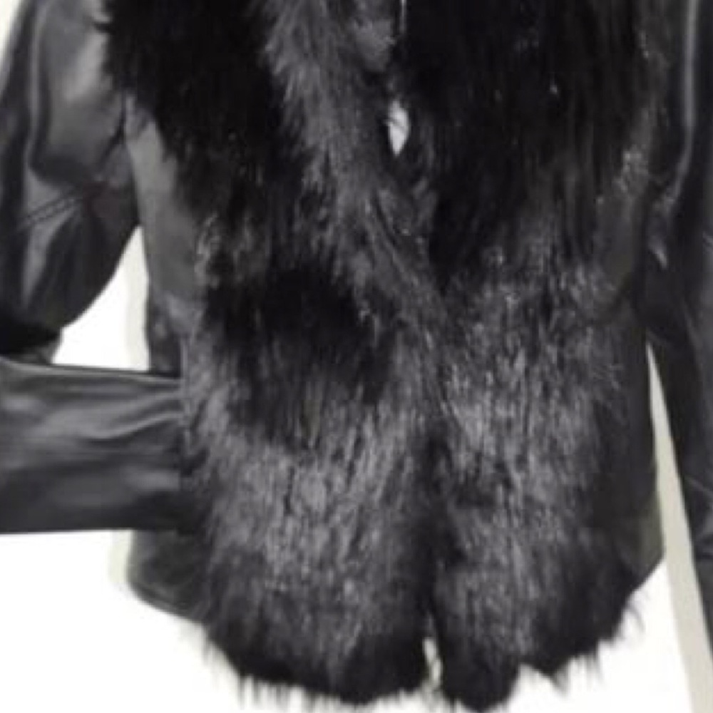 NEW ⭐️ 5 STAR RATING FAUX FUR VEGAN LEATHER JACKET ⭐️ SUPER SALE ⭐️ - Picture 6 of 7